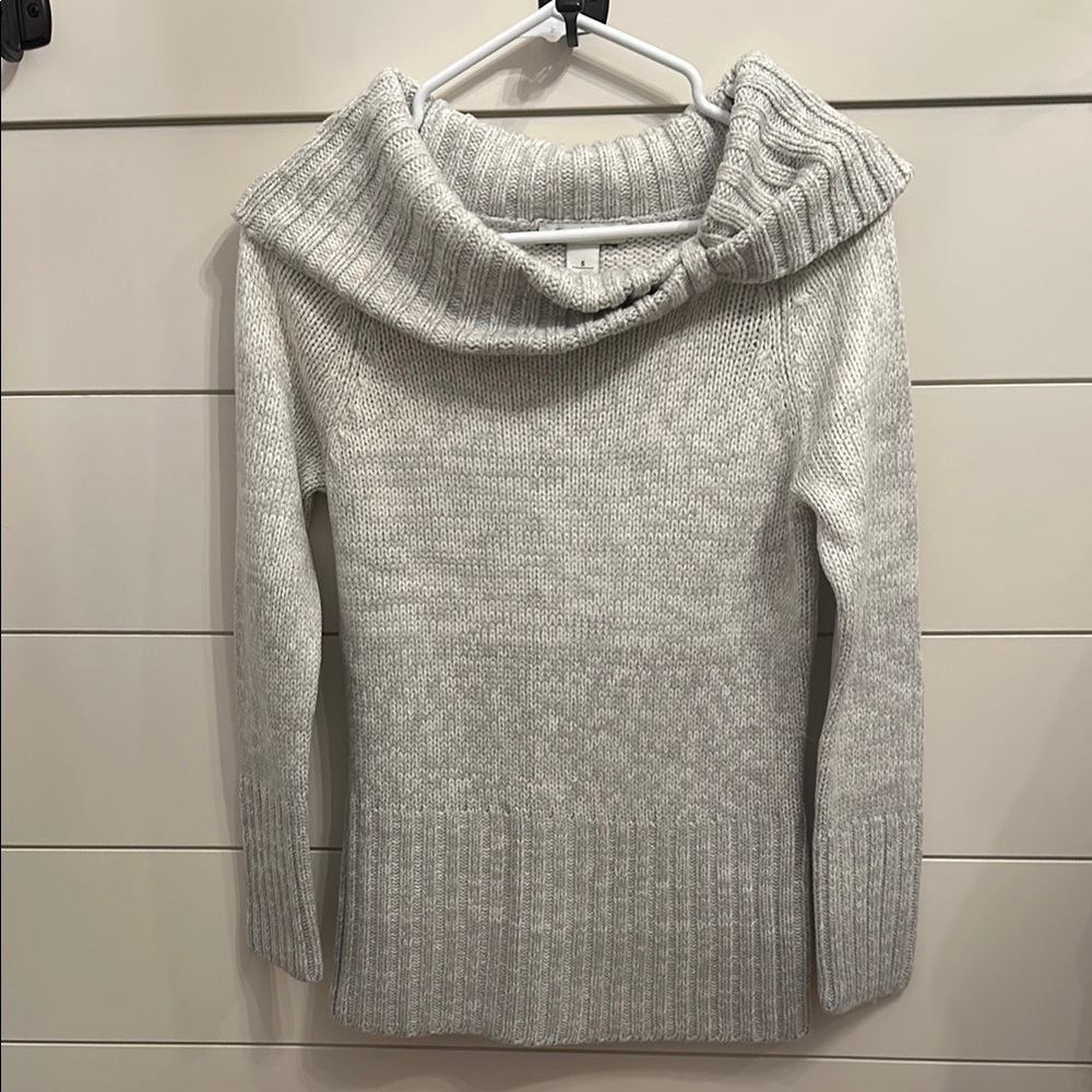 WHBM Gray Knit Sweater with Cowl Neck